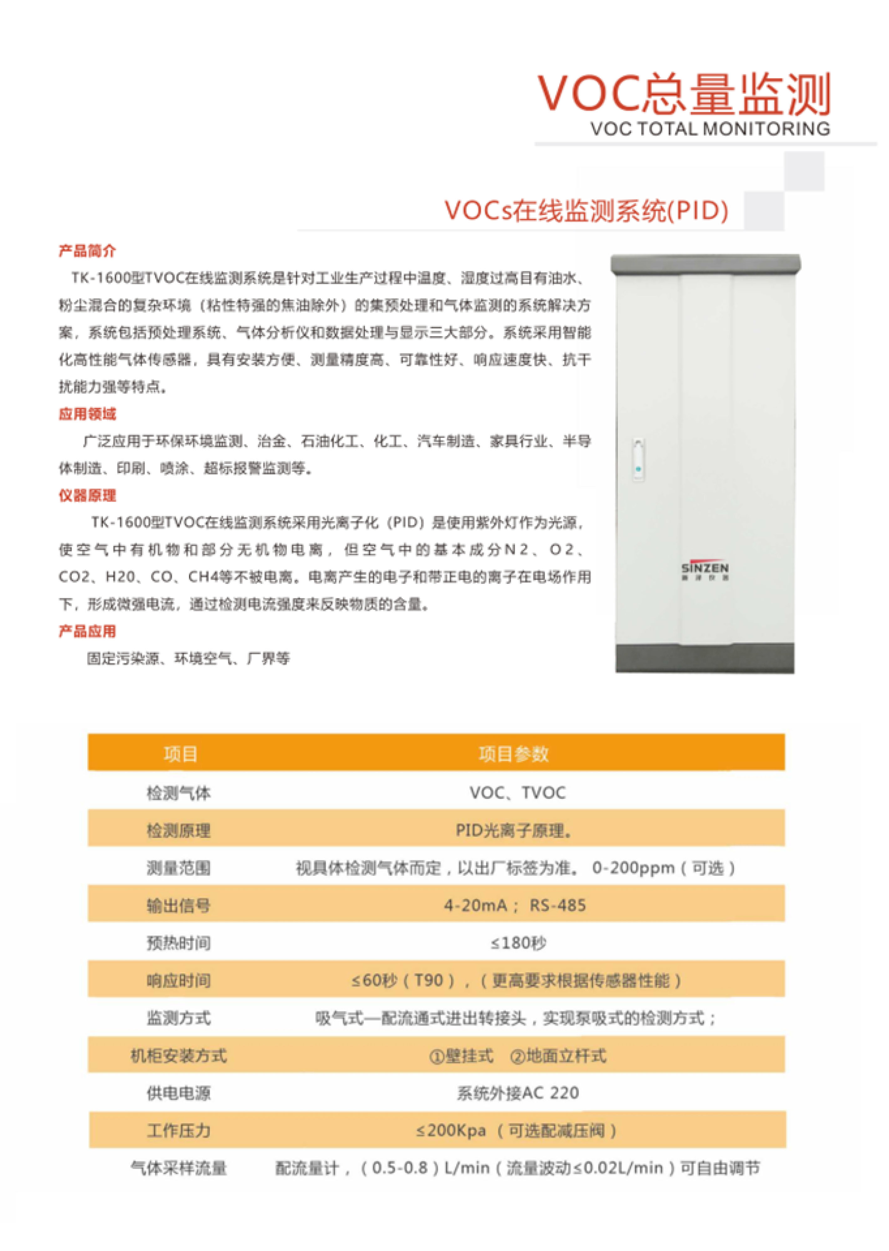 SINZEN揮發(fā)性有機(jī)物（VOCs）在線(xiàn)監(jiān)測(cè)系統(tǒng)產(chǎn)品手冊(cè)